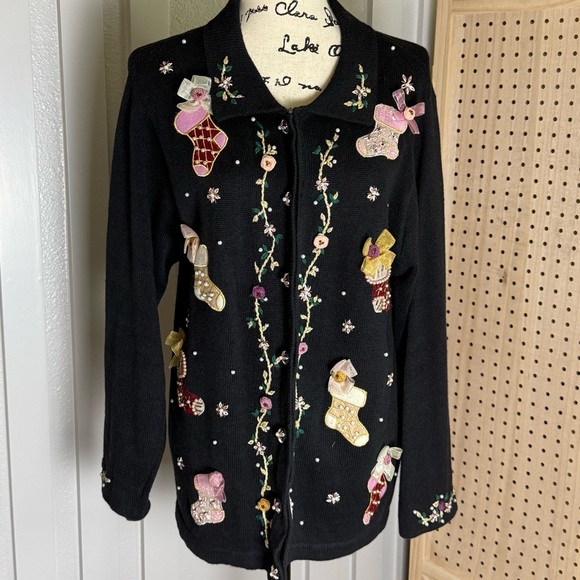 BP Design Embellished Christmas Stocking Cardigan – Size Large festive holiday - Picture 2 of 15
